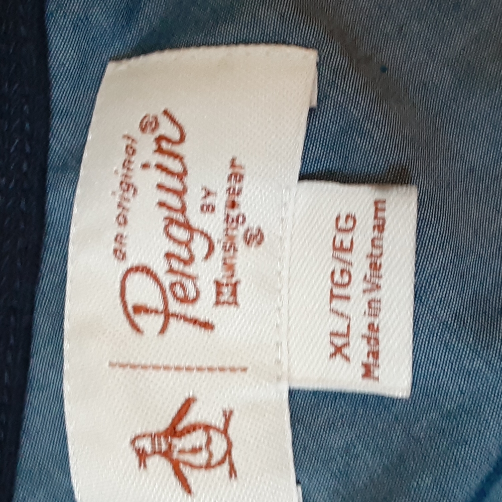 Penguin short sleeve blue and white striped shirt ,xl - Picture 3 of 9
